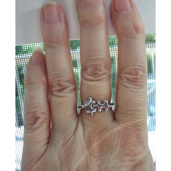 925 STERLING SILVER Jigsaw Puzzle Pieces Ring - Picture 2 of 13